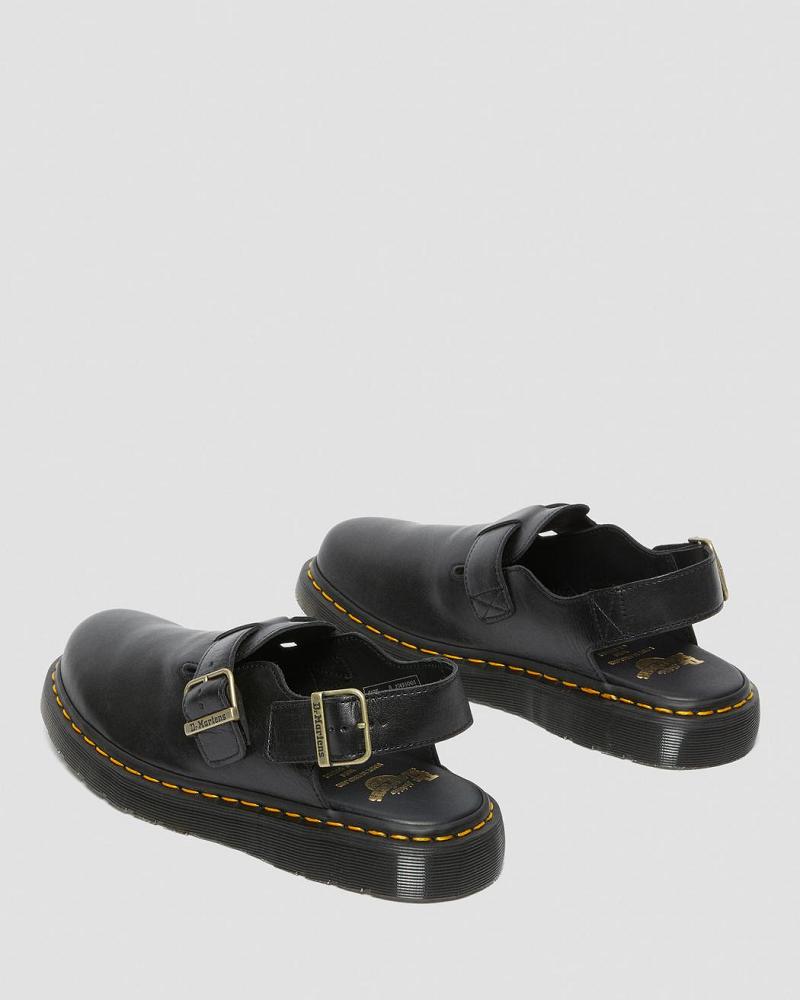 Dr Martens Jorge Made in England Leren Slingbacks Sandalen Met Riem Heren Zwart | NL 168QMA